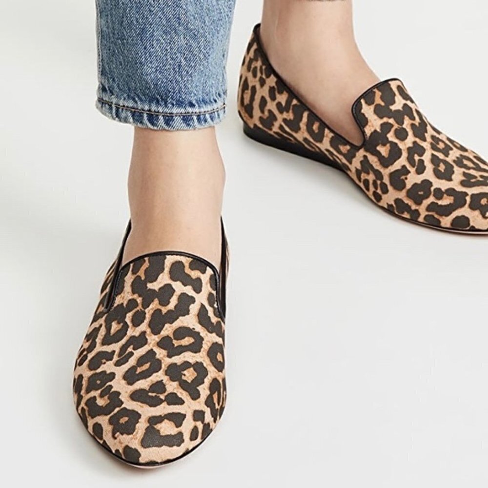 Veronica Beard Tan and Black Leopard-Print Slip-On Loafers
